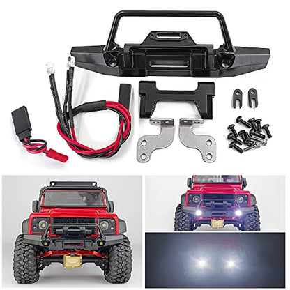 SWX Metal Bumper w/LED for TRX4M Defender 1/18 | Metal Bumper, Front Rear Set, LED Lights, TRX4M, Defender, 1/18 Crawler - size: Front and Rear