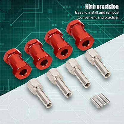 4PCS Aluminium Alloy 20mm Extension Wheel Hub Hex Drive Adapter, RC Car Wheel Hub Adapter, 12mm Hex Drive with M4 Thread for 1/10 RC Drift Car Buggy Truggy Crawler (Red) - color: Red