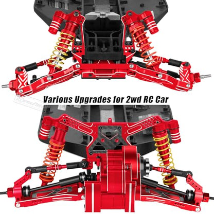 RC Caster Block Set Upgrades Part for 1/10 2WD Slash/Rustler/Stampede 2WD/Bandit 2WD VXL,Aluminium Left Right Caster Blocks,Front Steering Block,Rear Stub Axle Carriers,Red
