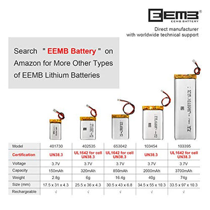 EEMB 4PACK Lipo Battery 3.7V 1100mAh 603449 Rechargeable Wire JST 2.0mm