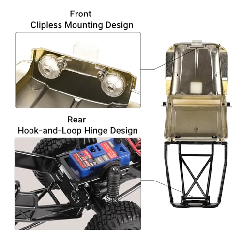 INJROA IR40 Truck Body with Tube Cage for 1/18 TRX4M Defender Bronco (Gold) - color: Gold