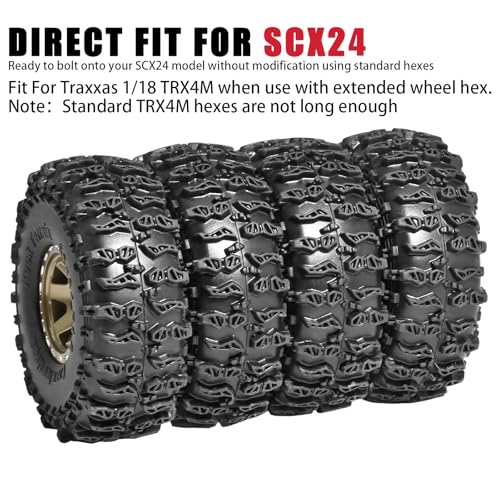 1.0 Beadlock Wheel Soft Tire Set RC Upgrade Part for Traxxas 1/18 TRX4M 1/24 RC Crawlers car Axial SCX24 FMS FCX24 Gladiator Bronco C10 JLU Deadbolt B17 Upgrade.(4Pcs/Set) - color: Coffee
