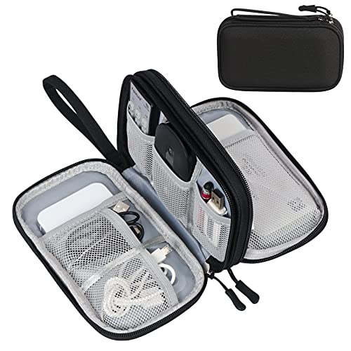 FYY Travel Cable Organizer Pouch Electronic Accessories Carry Case Portable Waterproof Double Layers All-in-One Storage Bag for Cord, Charger, Phone, Earphone Black - color: Black, size: Small