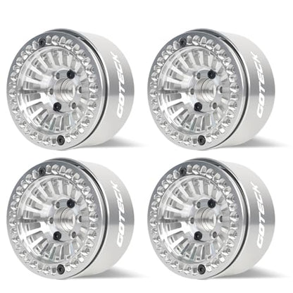 GOTECK RC Rims 1.9 Beadlock Wheels Heavy Duty CNC Aluminum Crawler RC Wheel Rim Set Wheel Hub 4pcs-Set for 1/10 RC Crawler, TRX4 Axial SCX10 II SCX10 III Redcat Gen8, RC4WD D90 - color: GS2910