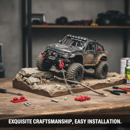 RC Tow Chain Metal Tow Rope Set, 1/10 1/24 Scale Metal Winch Accessories, Heavy Duty Off Road Trailer Hitch with Hooks for Axial SCX10 D90 RC Crawler Trailer