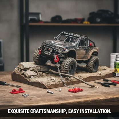 RC Tow Chain Metal Tow Rope Set, 1/10 1/24 Scale Metal Winch Accessories, Heavy Duty Off Road Trailer Hitch with Hooks for Axial SCX10 D90 RC Crawler Trailer