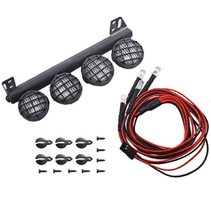 16LEDs RC Crawler Car LED Light Bar Roof Lamp Simulation Spotlight Kit 5-8.4V & RC 4Led LED Light Bar Headlight Metal Roof Lamp