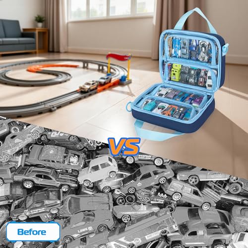 LoDrid Storage Bag Compatible with Hot Wheels Truck up to 29 pcs, Bag Only | Display Transparent Windows for Toy Car with Handle and Shoulder Strap