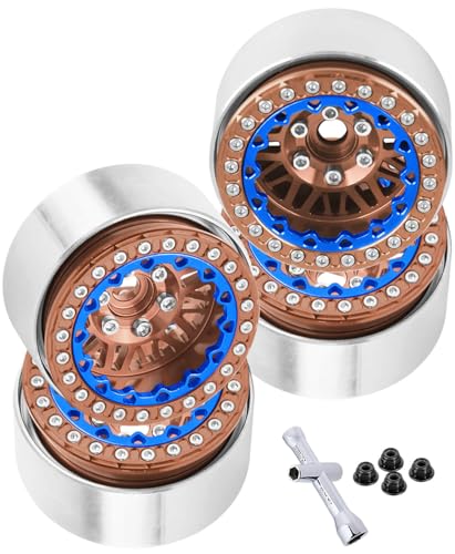 RC 1.9 Wheel Rims for 1/10 SCX10 SCX10 II 90046 SCX10 III AXI03007 SCX10 Pro TRX4 TRX6 Gen7/8 D90 VS4-10 MST CFX RC Crawler Car,4pcs Aluminum 1.9 Wheel Rims,Brown - color: Brown - (Rims)