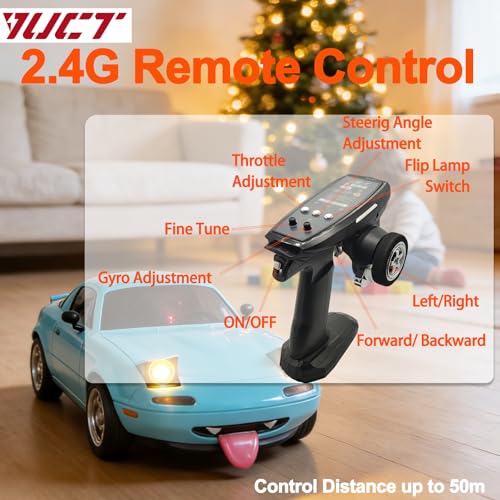 YUCT LD1804 1/18 Mazda Miata RC Drift Car with 3 Batteries Gyro | LDRC Drift Car 2.4Ghz Pop-up Lights Blue Drift RC Car for Adults - color: Ld1804-blue