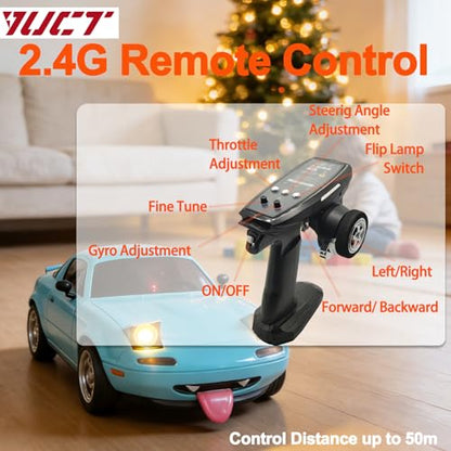 YUCT LD1804 1/18 Mazda Miata RC Drift Car with 3 Batteries Gyro | LDRC Drift Car 2.4Ghz Pop-up Lights Blue Drift RC Car for Adults - color: Ld1804-blue