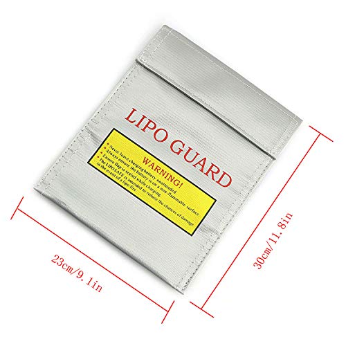 RLECS RC Lipo Safe Bag Fireproof Lipo Guard Silver Lithium Charging Bag High Temperature Resistant Battery Sack 23x30cm - size: Lx1