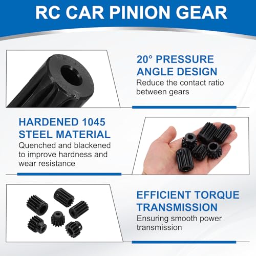uxcell 2Pcs 1.5 Mod 8T Spur Gear 6mm Bore, 1045 Steel Pinion Gear Black Surface Treatment, 20°Pressure Angle, for Spur Rack and RC Model Car or Motor DIY - size: 1.5 Mod 8T, 6mm