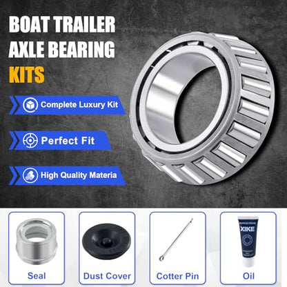 XiKe 25mm Axles 30205 Trailer Bearings Wheel Hub Kit, 4 Sets | Includes TC30x52x10mm Seal, OD 52mm Dust Cover and Cotter Pin. - size: 30205 + Seal ID 1.18, style: Pack 4 Set