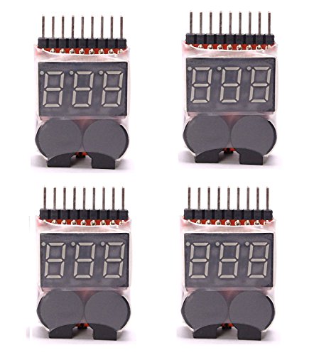 Replacement Part For 4 Pcs X 2 In 1 RC 1-8s Lipo/Li-ion/LiMn/Li-Fe Battery Checker With Low Voltage Buzzer Alarm And LED Indicator