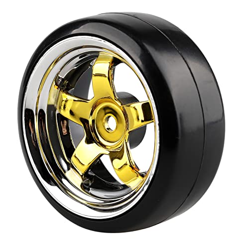 Plating 5-Spoke 12mm Hub Wheel Rims with Hard Plastic Tires for RC 1:10 Drift Car Gold - color: Gold