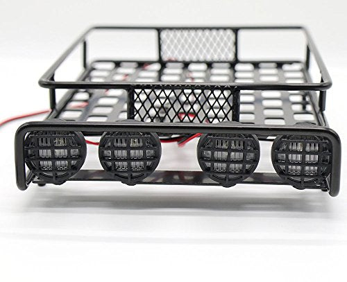 RC 1:10 Roof Luggage Rack LED Light Bar Wrangler Tamiya CC01 SCX10 Axial 515 (Black)