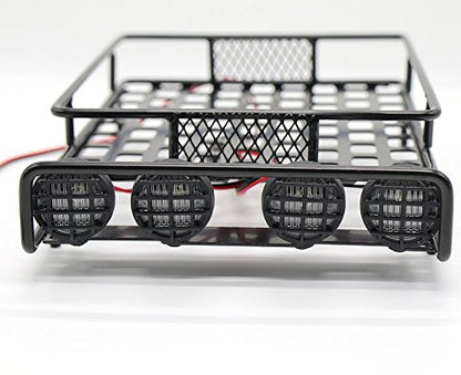 RC 1:10 Roof Luggage Rack LED Light Bar Wrangler Tamiya CC01 SCX10 Axial 515 (Black)