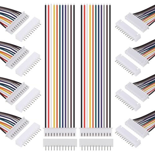 10Pairs JST-XH Connector Kit, XH 2.54mm 11 Pin Header Male and Female Connectors Plug Adapter with Flat Wire Cable 200mm 26AWG Compatible with JST XH (11P) - color: 11P