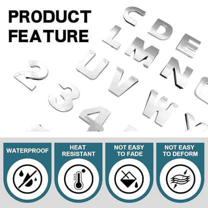 40PCS Custom Car Decal, 3D Chrome Letters Emblem, DIY Adhesive Number Symbol Badge, Vehicle Logo Stickers and Decals for Car Side Rear Trunk and Wall Decor Outdoor, Automotive Accessories