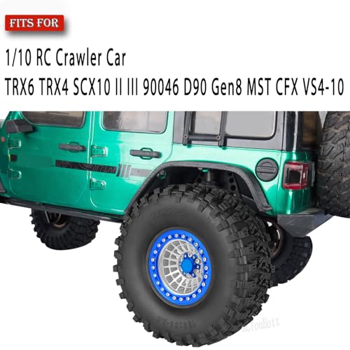 RC Aluminum 2.2”Beadlock Wheel Tires Set for 1/10 RC Crawler Car,TRX6 TRX4 SCX10 II III 90046 D90 Gen8 MST CFX VS4-10,RC Wheels 2.2 Beadlock Wheel Rims,(4PCS) Silver - color: Silver -(Rc Wheels Tires)