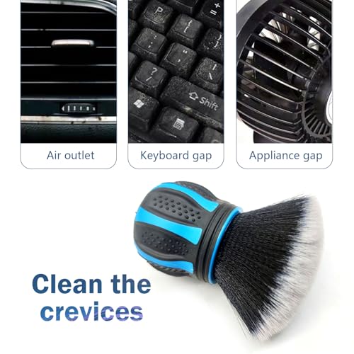 Car Interior Brush, Soft Bristles with Storage Rack, Car Beauty Tools, Car Detailing Brush Kit, Suitable for Most Cars (Blue) - color: Blue