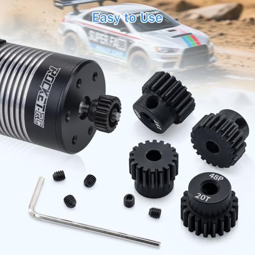 Surpass 48P Pinion Gear Set 3.175mm Shaft Hole 18T/19T/20T/21T/22T 48 Pitch Motor Gears for1/10 RC Car Upgrade Part with Screwdriver (5Pack) - size: 18T 19T 20T 21T 22T
