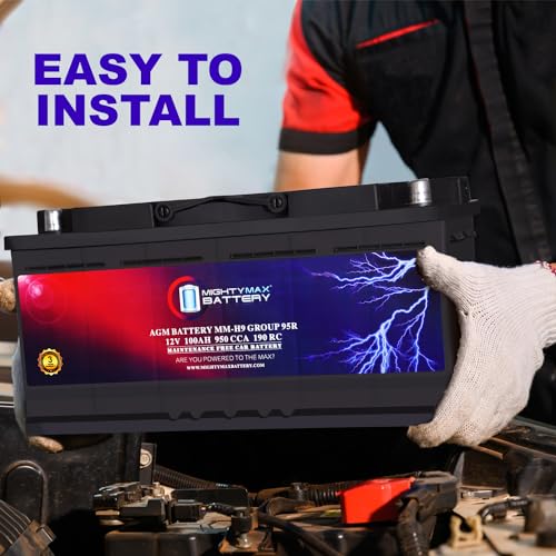Mighty Max Battery MM-H9 Start and Stop Car BCI Group 95R 12V 100AH, 190RC, 950CCA Rechargeable AGM Car Battery - style: Group 95R
