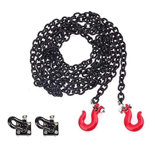 1:10 RC Crawler Metal Trailer Rescue Chain Tow Hooks Buckle Winch Shackles Accessory Compatible with 1/10 Scale RC Rock Crawler Axial SCX10 Tamiya CC01 D90 Car Truck Parts (Black Kit) - color: Black Kit