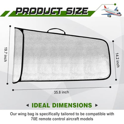 Rc Plane Wing Bag 70e Bubble Layer Protection Bag for 2 Wings&Tube to Rc Airplane, 19.7 x 35.8 Inches/ 50 x 91 cm - size: 70 E