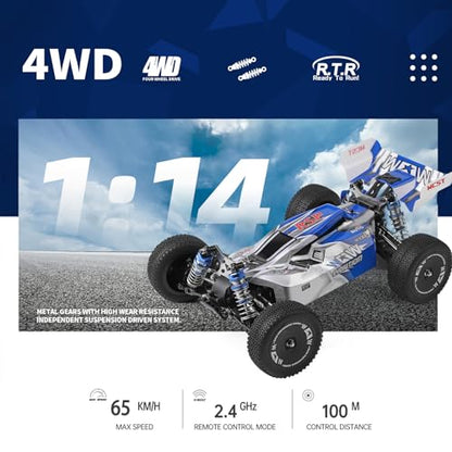 GoolRC WLtoys 144011 RC Cars for Adults, 1:14 Scale Remote Control Car, 4WD 65KM/H High Speed RC Racing Car, 2.4GHz All Terrains Off Road RC Buggy Trucks for Teens - size: 1 Battery