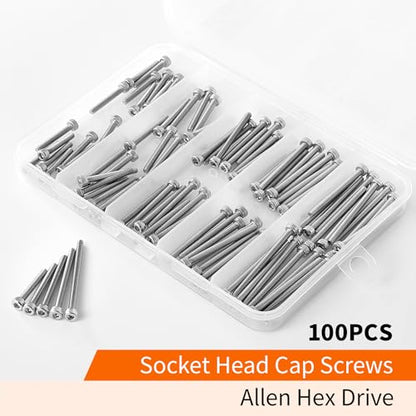 M3 x 20mm 25mm 30mm 35mm 40mm Hex Socket Head Cap Screws Bolts, 304 Stainless Steel, Metric Machine Fully Threaded, Bright Finish, Allen Hex Drive, Assortment Kit 100PCS - size: M3 x 20/25/30/35/40mm (100PCS)