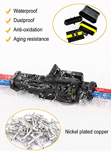352pcs 1/2/3/4 Pin Connector Automotive Waterproof Connector with Crimper | Twippo 22-16 AWG 1/2/3/4 Wire Male and Female Electrical Wire Connectors Plug Terminal Kit with Ratchet Crimping Tool(26set) - color: 352pcs With Crimper