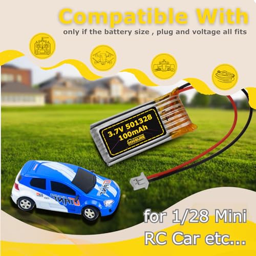 3.7V 100mAh 501328 20C Mini RC Car Battery Compatible with 1/28 Mini Quadcopter Speed Toy Racing Car,1:28 Scale Remote Control Drift Car