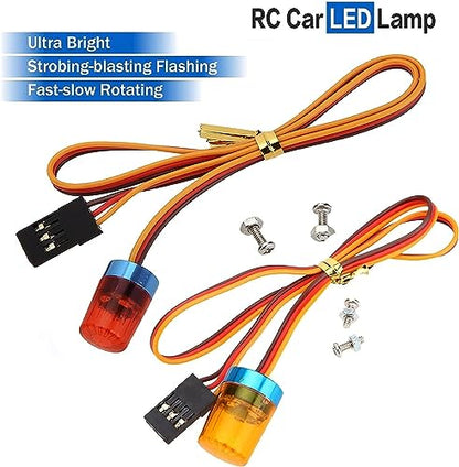 2PCS Ultra Bright LED Police Light Rotating Flash Alarming Strobe Lamp 5Modes for 1/8 1/10 1/14 RC Car Firefighting Ambulance Crawler Truck Lighting for CC01 D90 SCX10(Red Yellow,9x15mm) - color: 9x15mm,Red/Yellow