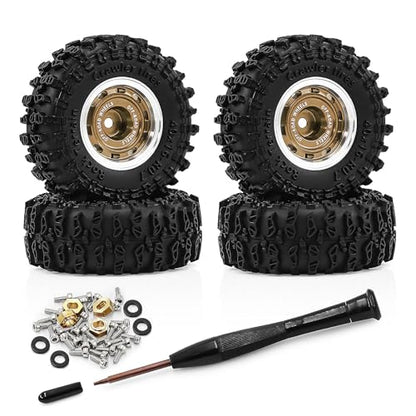 0.7" Beadlock Wheels and Tires Set for 1/30 Axial SCX30 RC Crawler – Upgrade Parts (Bronze-297) - color: Bronze-297