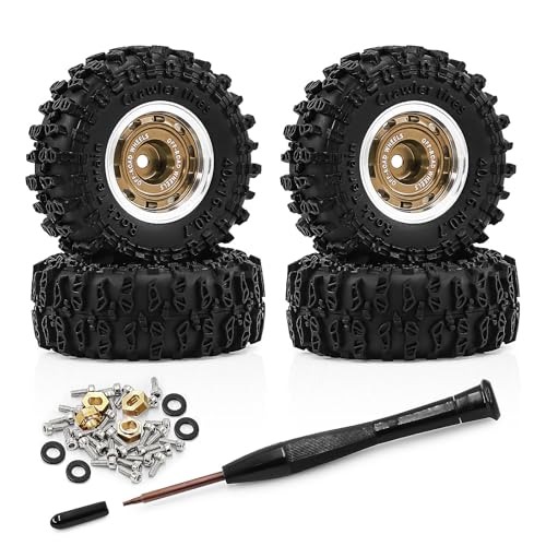 0.7" Beadlock Wheels and Tires Set for 1/30 Axial SCX30 RC Crawler – Upgrade Parts (Bronze-297) - color: Bronze-297