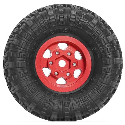 REDSPIDER 1.0 Beadlock Wheels and Crawler Tires 4pcs Aluminum Rim for RC Crawler Axial SCX24 Gladiator Bronco C10 Deadbolt FCX24 (Red) - color: Red