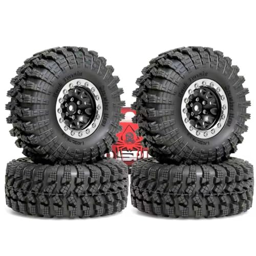 REDSPIDER•1.3 Beadlock Wheels and Crawler Mud Tires OD 2.75'' Aluminium Hub Hex Key 7mm (4PCS) for 1/18 1/24 TRX4M SCX24 AX24 FCX18 FCX24 RC Crawler Car (Black) - color: Black