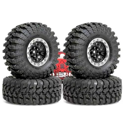 REDSPIDER•1.3 Beadlock Wheels and Crawler Mud Tires OD 2.75'' Aluminium Hub Hex Key 7mm (4PCS) for 1/18 1/24 TRX4M SCX24 AX24 FCX18 FCX24 RC Crawler Car (Black) - color: Black