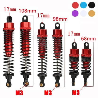 New 4pcs 68mm/98mm /108mm Aluminum Shocks Absorbers Damper for HSP HPI 1/10 Scale RC Car On-Road Monster Truck Off Road Buggy(Silver 98mm) - color: Silver 98mm
