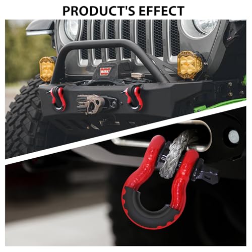 2 Pack D Ring Shackles 3/4" Shackle 41,887Ibs Break Strength - Heavy Duty Clevis Shackles with 7/8" Screw Pin and Isolator Washer Kit for Tow Strap Winch Off Road Vehicle Recovery, Red - color: RED-S