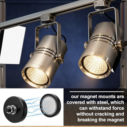 Flutesan 4 Pieces Heavy Duty Round Mounting Magnet with Bolt 1.65in-180lb-M6 Black with Male Thread Stud Strong Magnet Super Powerful for Lighting Camera Brackets License Plate - color: Black, size: 1.65in-180lb-m6