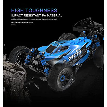 RC Car, 1/14 Scale 2.4GHz Remote Control Car, 4WD 60km/h High Speed Racing Car, Off-Road Buggy Drift Car RTR with Aluminum Alloy Chassis, Fast Race Buggy Hobby Car
