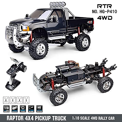 TOUCAN RC HOBBY US in Stock Hengguan 1/10 RC Hg Pickup Truck P410 4Wd Rally Racing Crawler Car 2.4G Radio Motor ES - color: Black