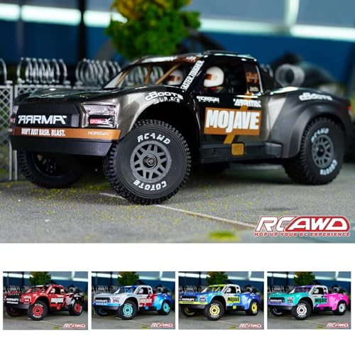 RCAWD Mojave Grom & 1/16 Slash 4X4 Pre-Glued Wheel Tire Set, Balance Grip & Durability Nylon Rubber 12mm Hex Adapter 4mm for Traxxas & ARRMA Upgrades Part All Terrain Adaptation 4pcs Titanium - color: Titanium
