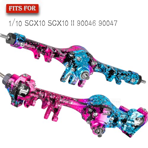 RC Axle Complete Metal Front Rear Axle Upgrades Part for 1/10 SCX10 SCX10 II 90046 90047,RC Crawler Car Front Rear Axle Hops Up,Pink-Blue - color: Pink-blue - 90046