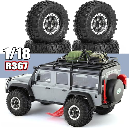 REDSPIDER 1.0 Beadlock Wheels and Crawler Tires 4pcs Aluminum Rim for RC Crawler Axial SCX24 Gladiator Bronco C10 Deadbolt FCX24 (Black) - color: Black