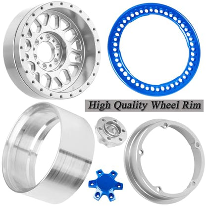 2.2 RC Wheels for 1/10 SCX10 90046 AXI03007 TRX4 TRX6 VS4-10 Gen7 Gen8 MST CFX D90,Aluminium RC Truck Tires Highway Tires 2.2" RC Wheels 2.2 Beadlock Wheel Rim RC Tires (135 * 55MM),Silver - color: Silver/4pcs