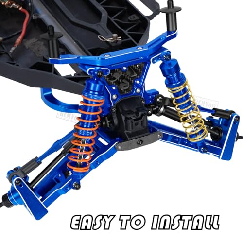 Aluminum Big Bore RC Shock Absorber Upgrades Part for 1/10 Slash 2WD 4x4,Stampede 2WD 4X4,Rustler 2WD 4X4,Hoss 2WD 4X4,Alloy 4PCS Front Rear RC Shocks w/Golden spring,Navy Blue - color: Navy Blue - Upgrades Part